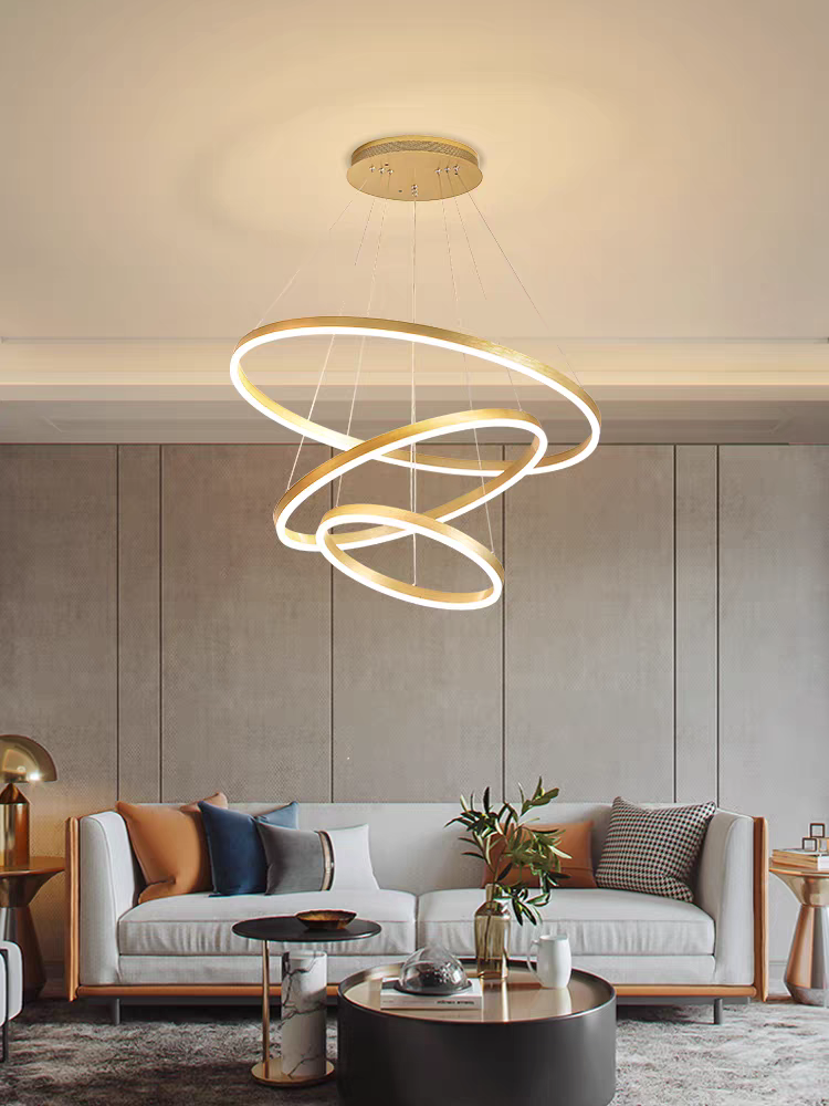 Rounded Rings Golden Luxury Styled Chandlier Light