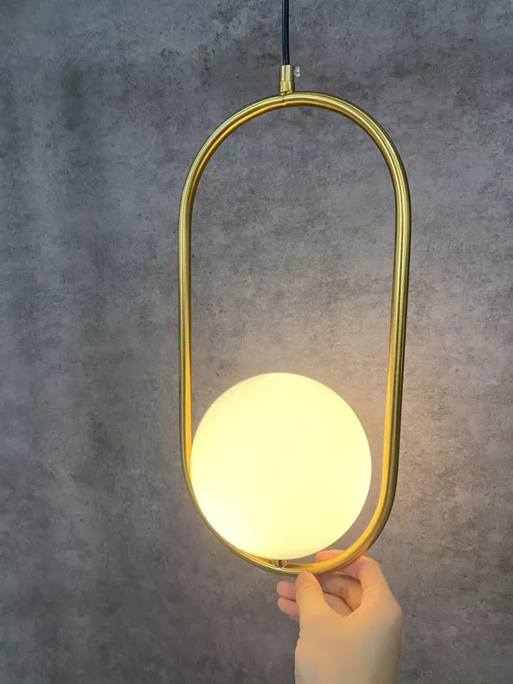 Brass Globe Metallic Golden Hanging Light