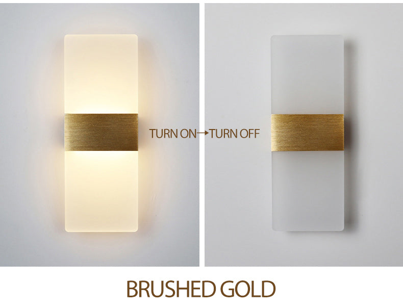 Aryclic Led Brushed Golden Wall Lamp