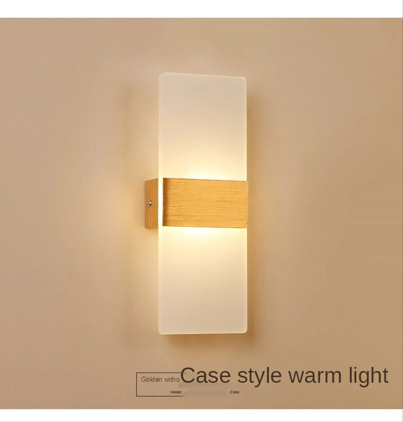 Aryclic Led Brushed Golden Wall Lamp