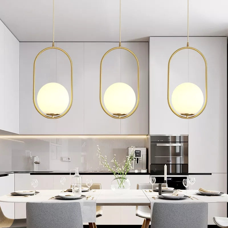 Brass Globe Metallic Golden Hanging Light