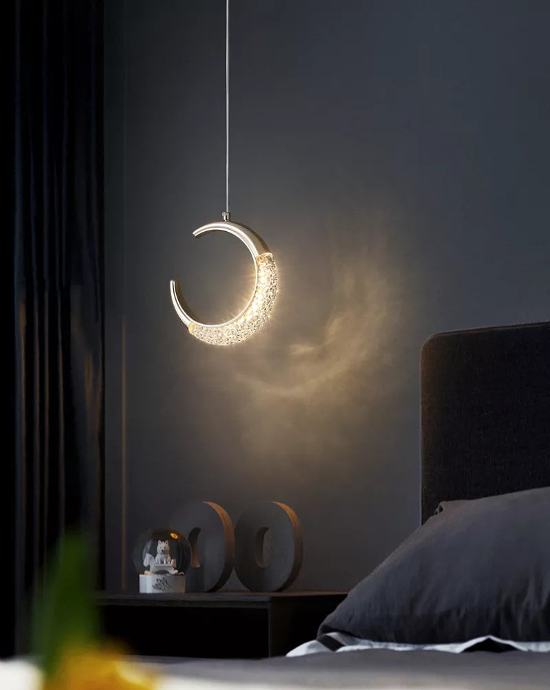 Led Crystal Moon Hanging Light