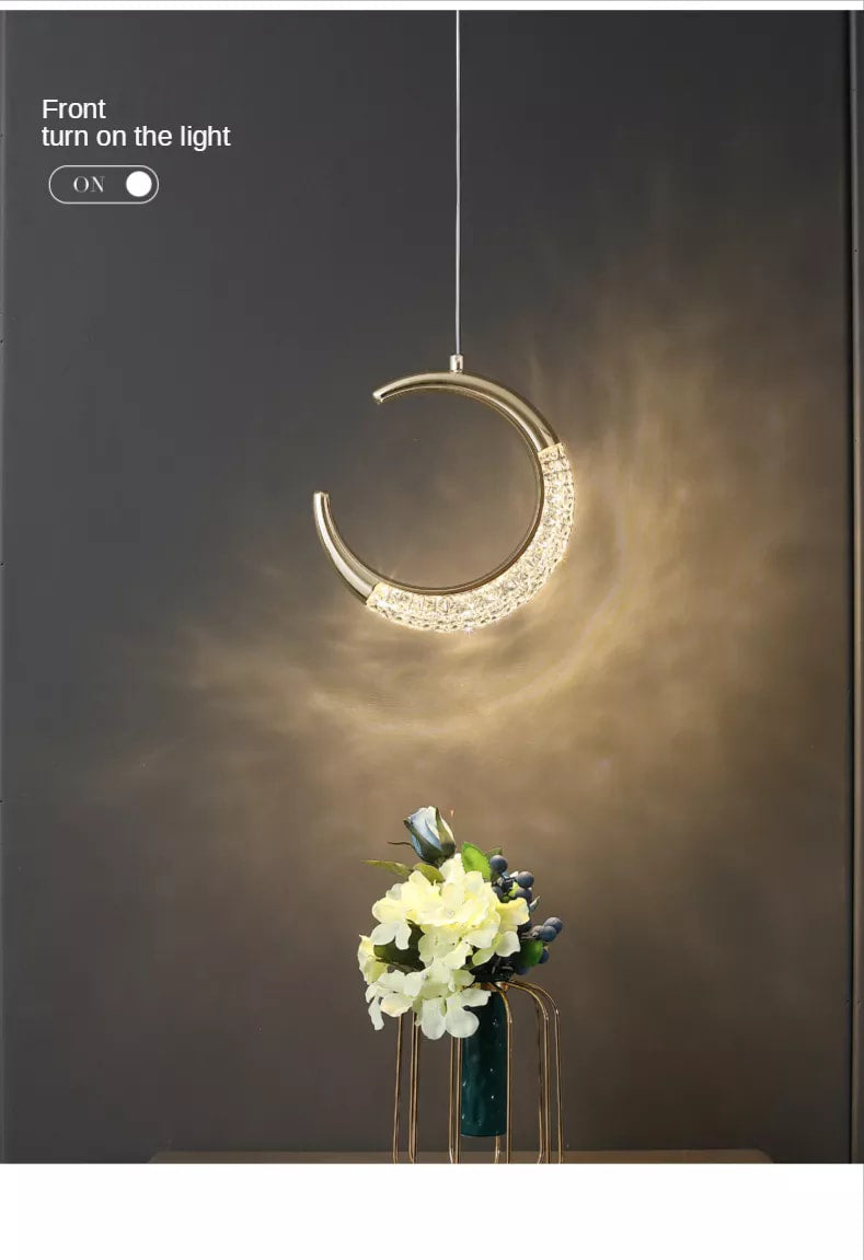 Led Crystal Moon Hanging Light