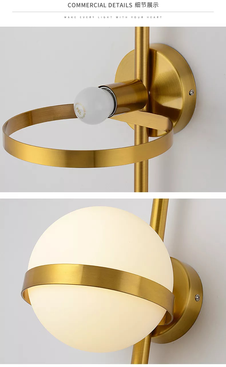 Brass Metallic Antique Modern Walllight