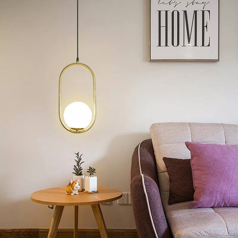 Brass Globe Metallic Golden Hanging Light
