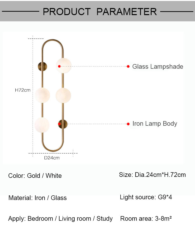 Brass Metallic Long Nordic Walllight