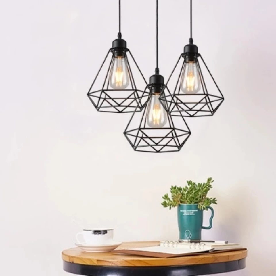 Retro Style Metal Geometric Hanging Light