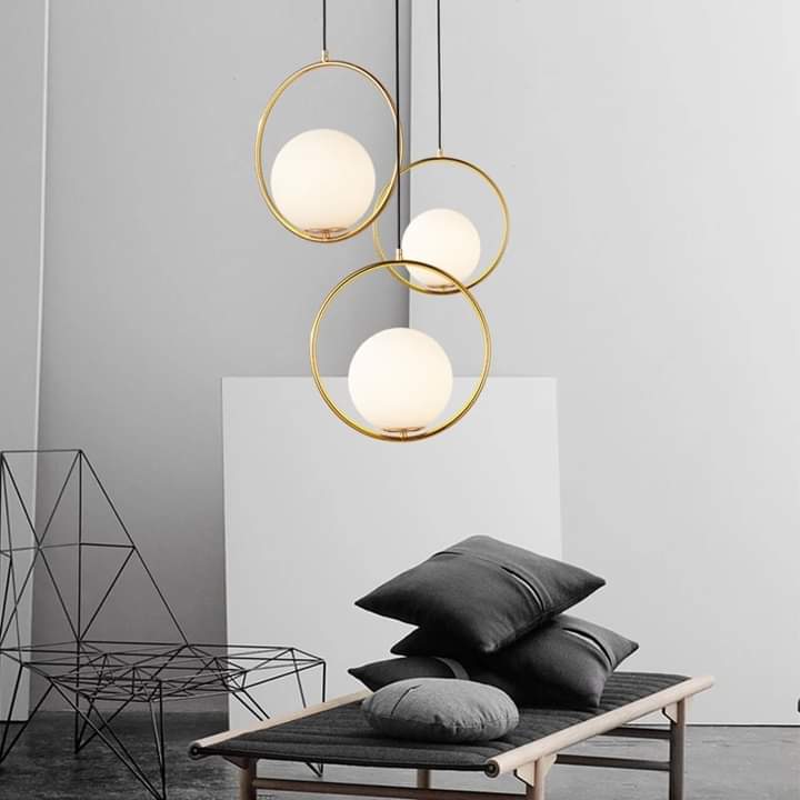 Golden Hanging Round Globe Hanging Light