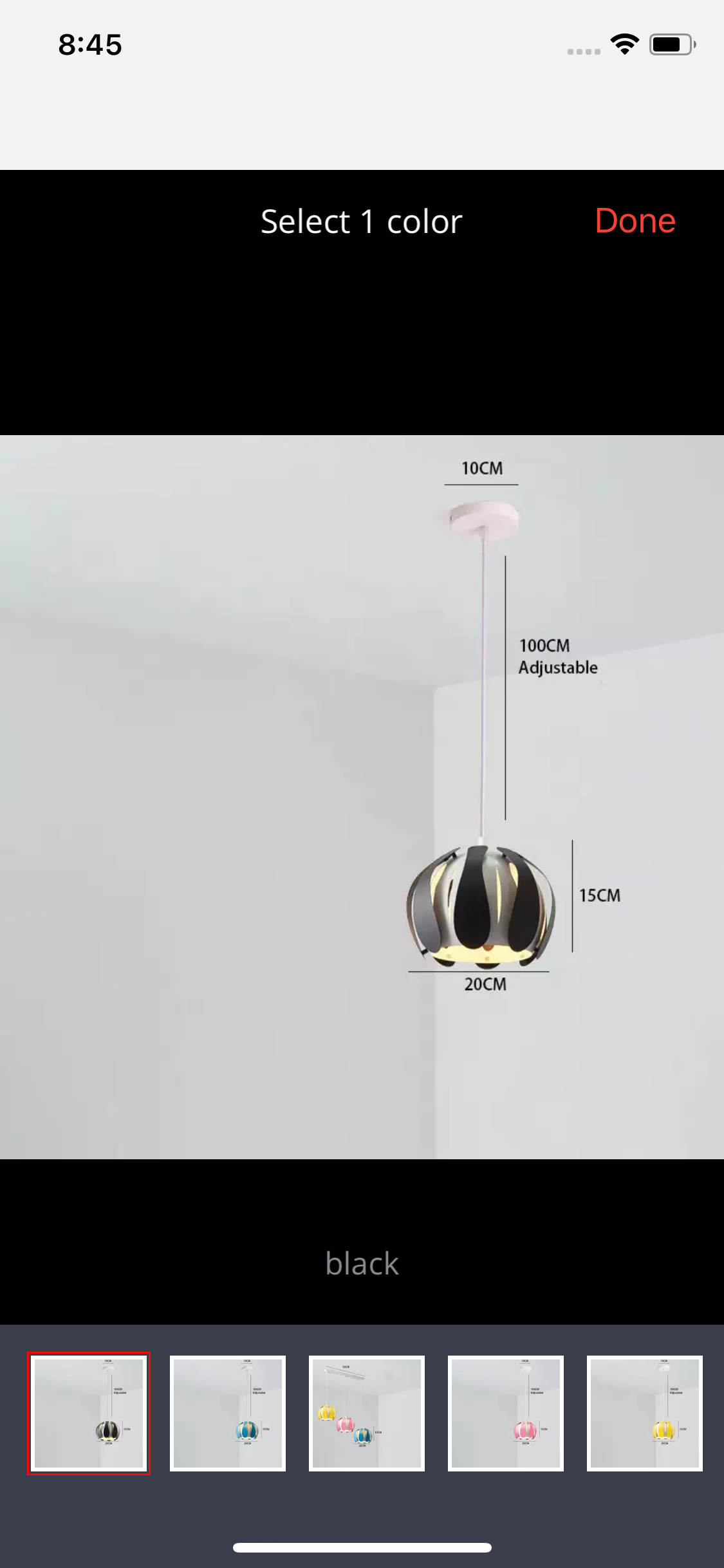 Black & White Nordic Hanging Light Single