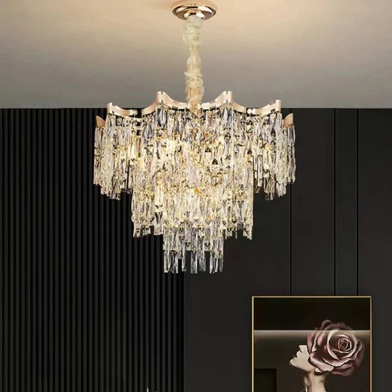 Crystal Gold Traditional Hanging Chandlier