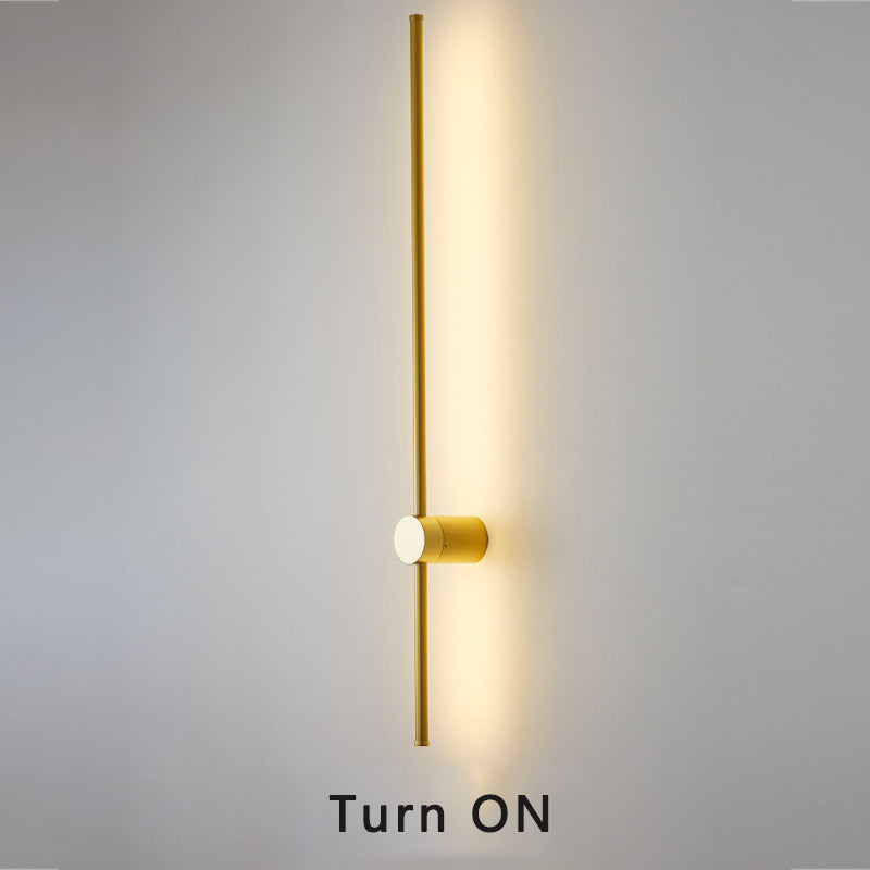 Led Straight Golden Wall Light Round Base