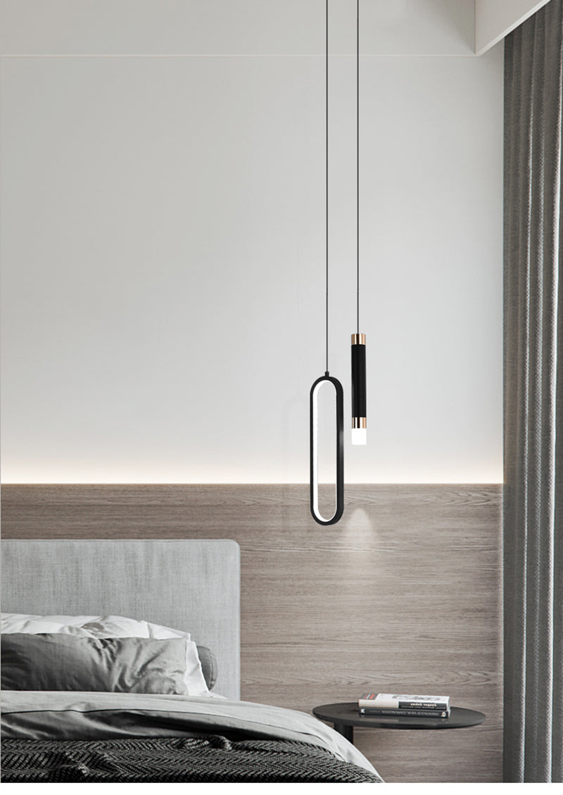 Modern Geometric Twin Black Hanging Lamp