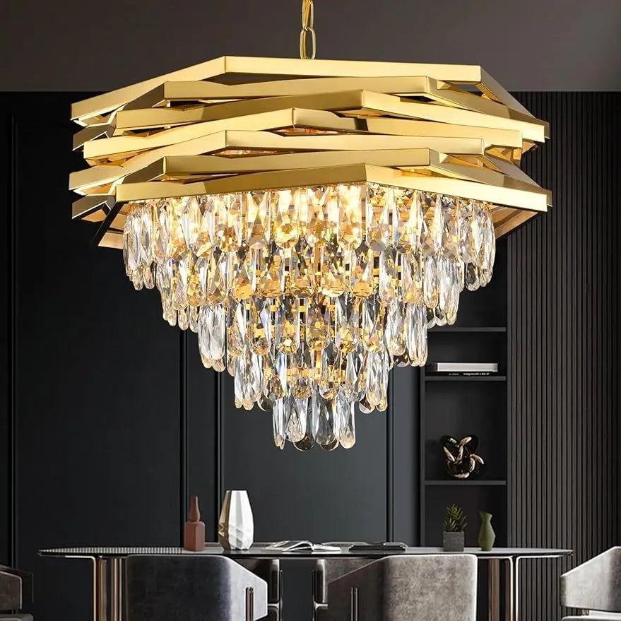 Golden K9 Crystals Modern Chandlier