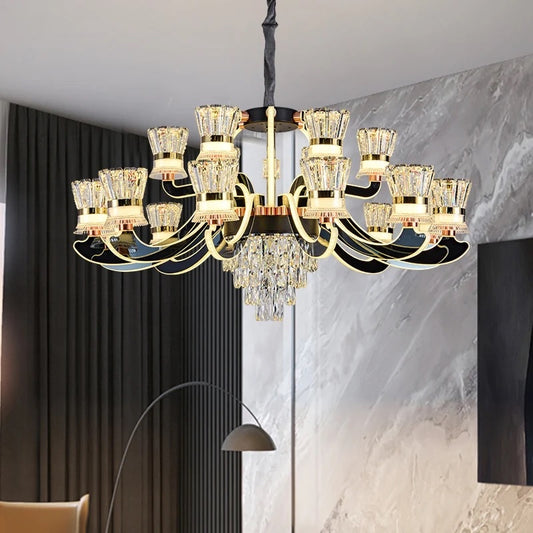 Bright Golden Glass Modern Led Chandlier