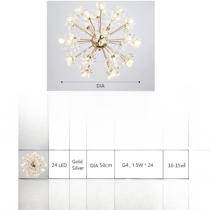 Nordic Golden Crystal Led Chandlier Light