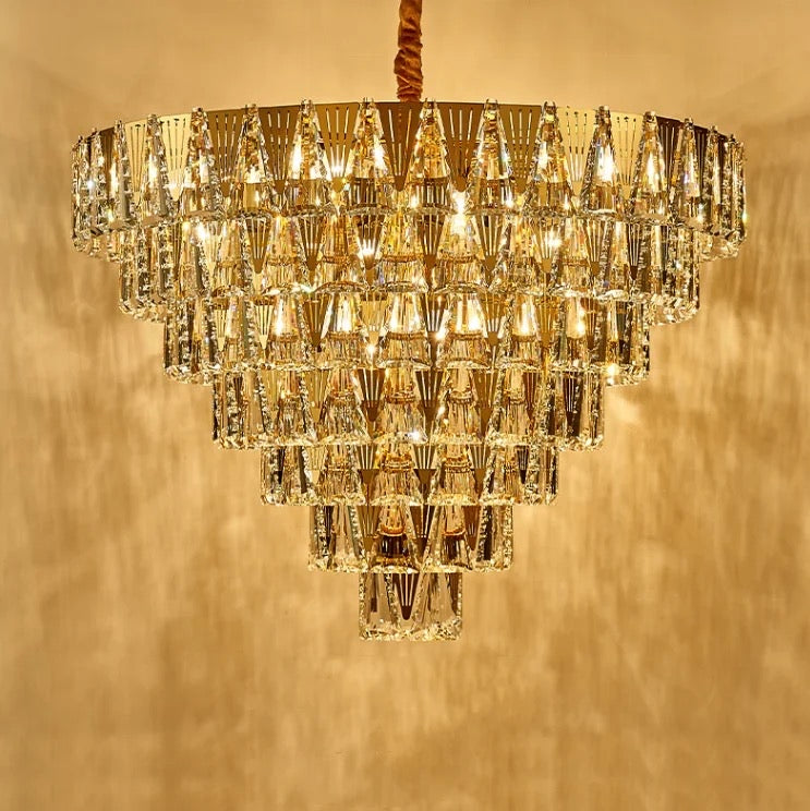 Crystal Triangle Golden Traditional Chandlier