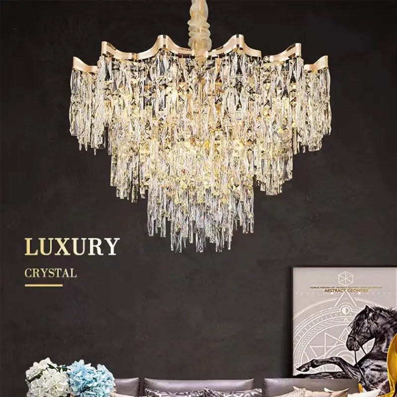 Crystal Gold Traditional Hanging Chandlier