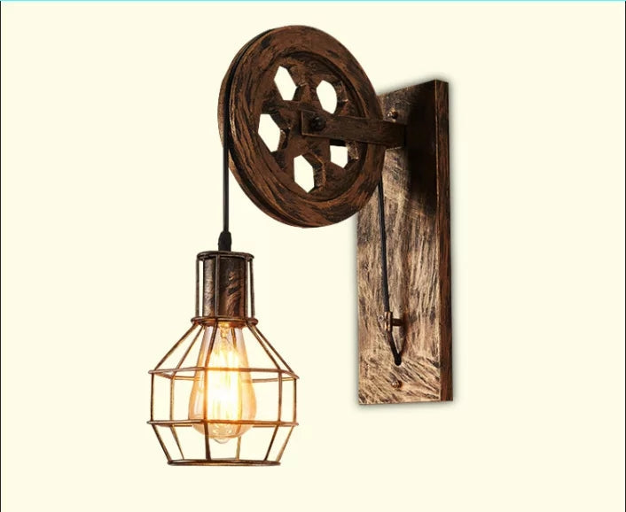 Vintage Style Pulley Wheel Retro Walllight