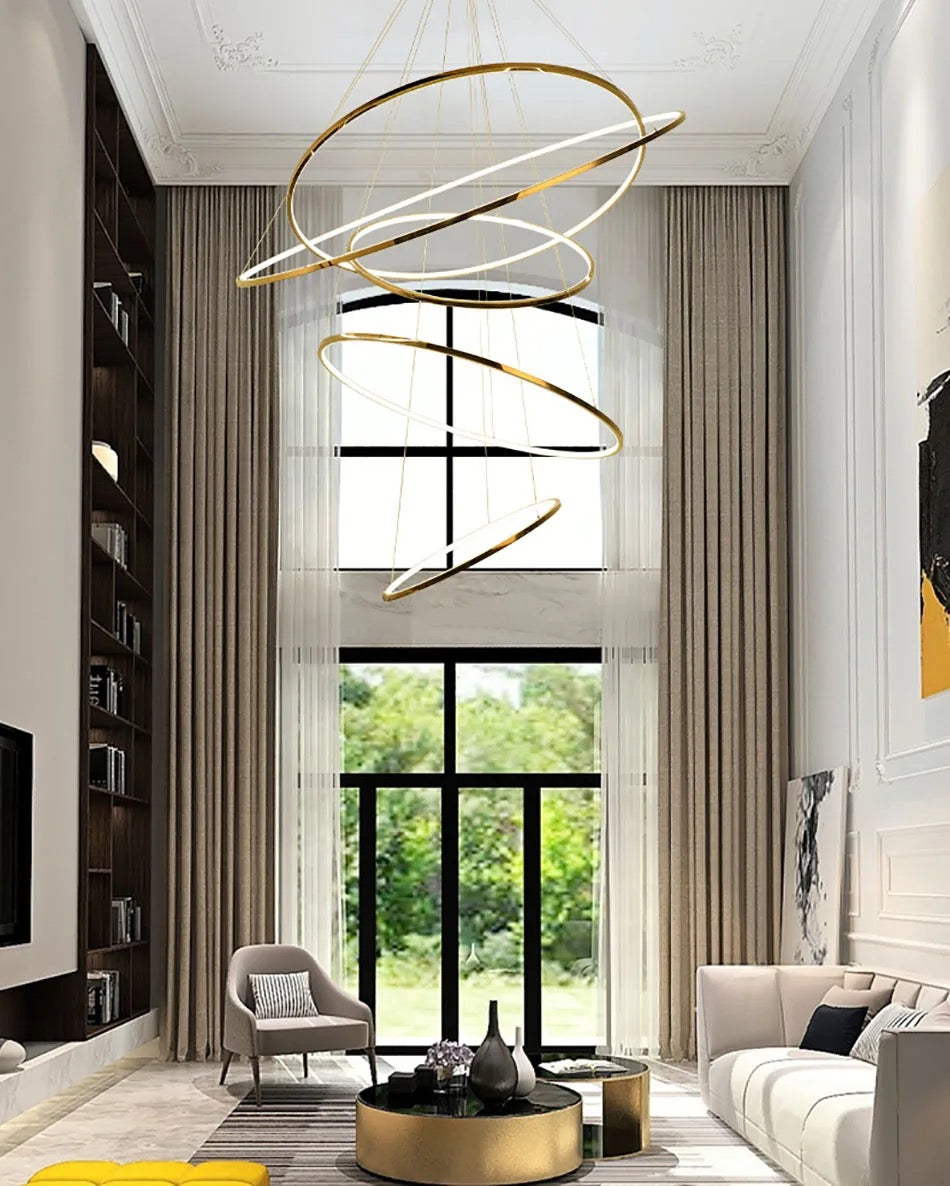 Artistic Led 5 Rings Golden Modern Chandlier