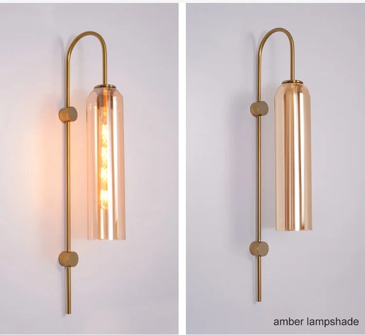 Vintage Edison Long Golden Glass Walllamp