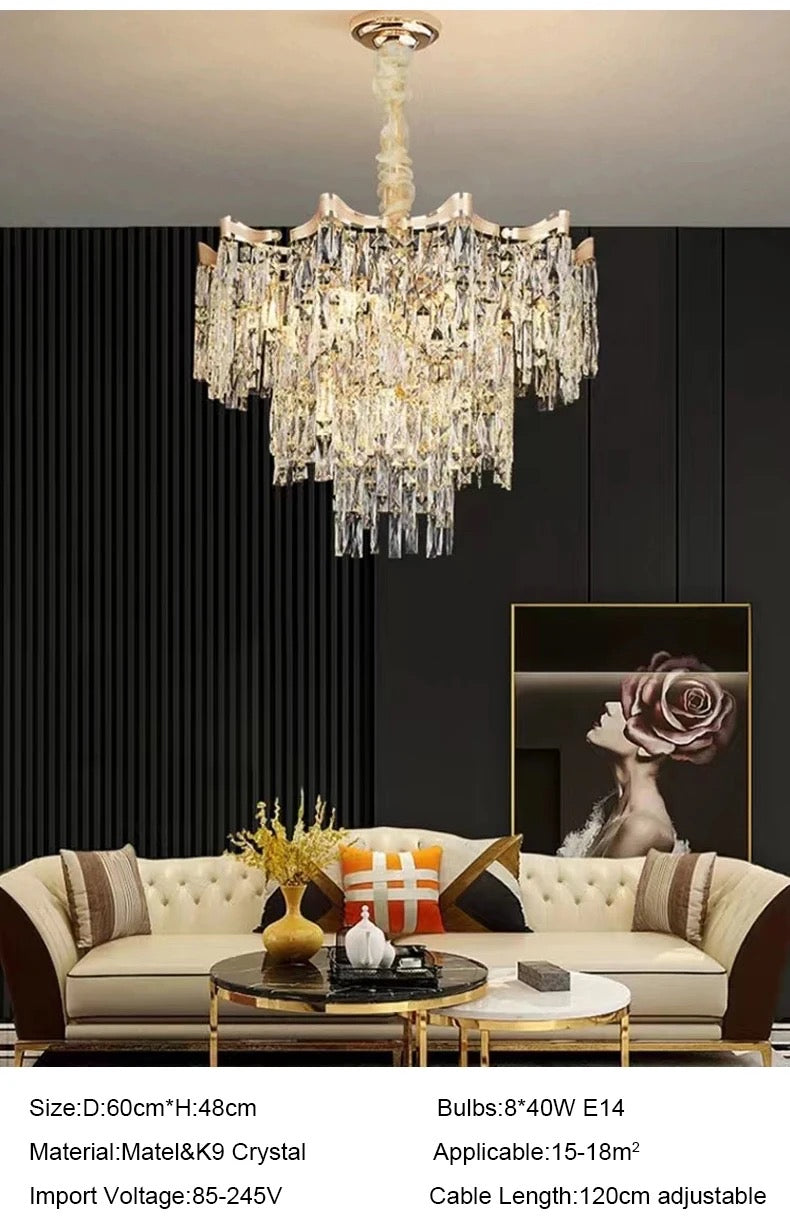 Crystal Gold Traditional Hanging Chandlier