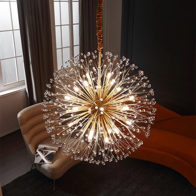 Rounded Crystal Golden Modern Chandlier