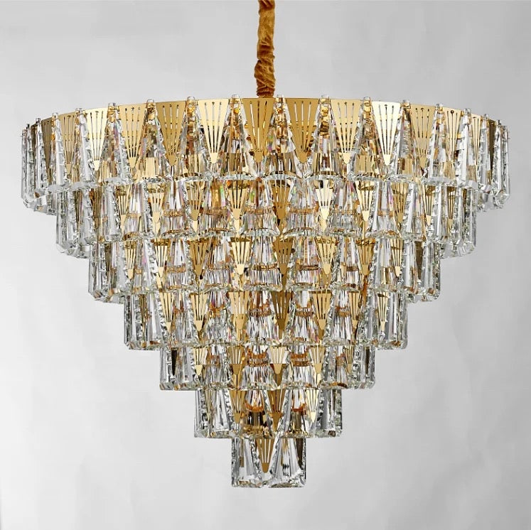 Crystal Triangle Golden Traditional Chandlier