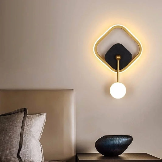 Led Black & Golden Square Pendulum WallLamp