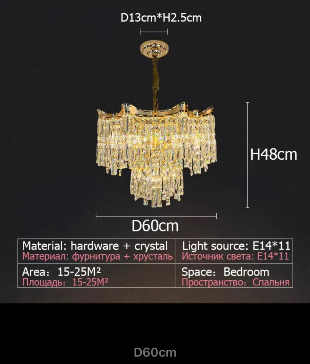 Crystal Gold Traditional Hanging Chandlier