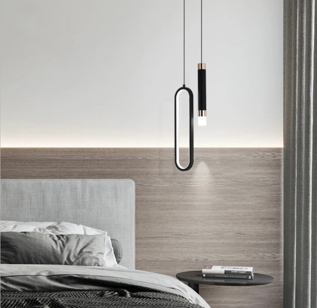 Modern Geometric Twin Black Hanging Lamp