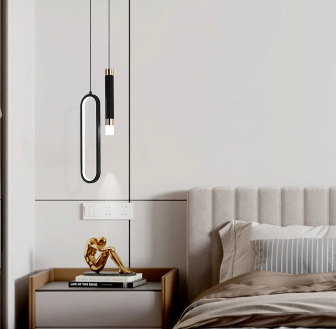 Modern Geometric Twin Black Hanging Lamp