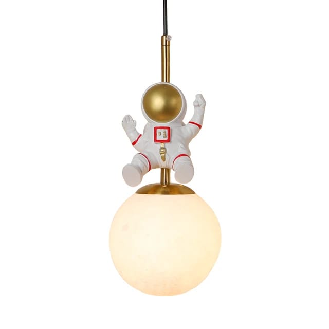 Round Moon Metallic Astronaut Hanging Light