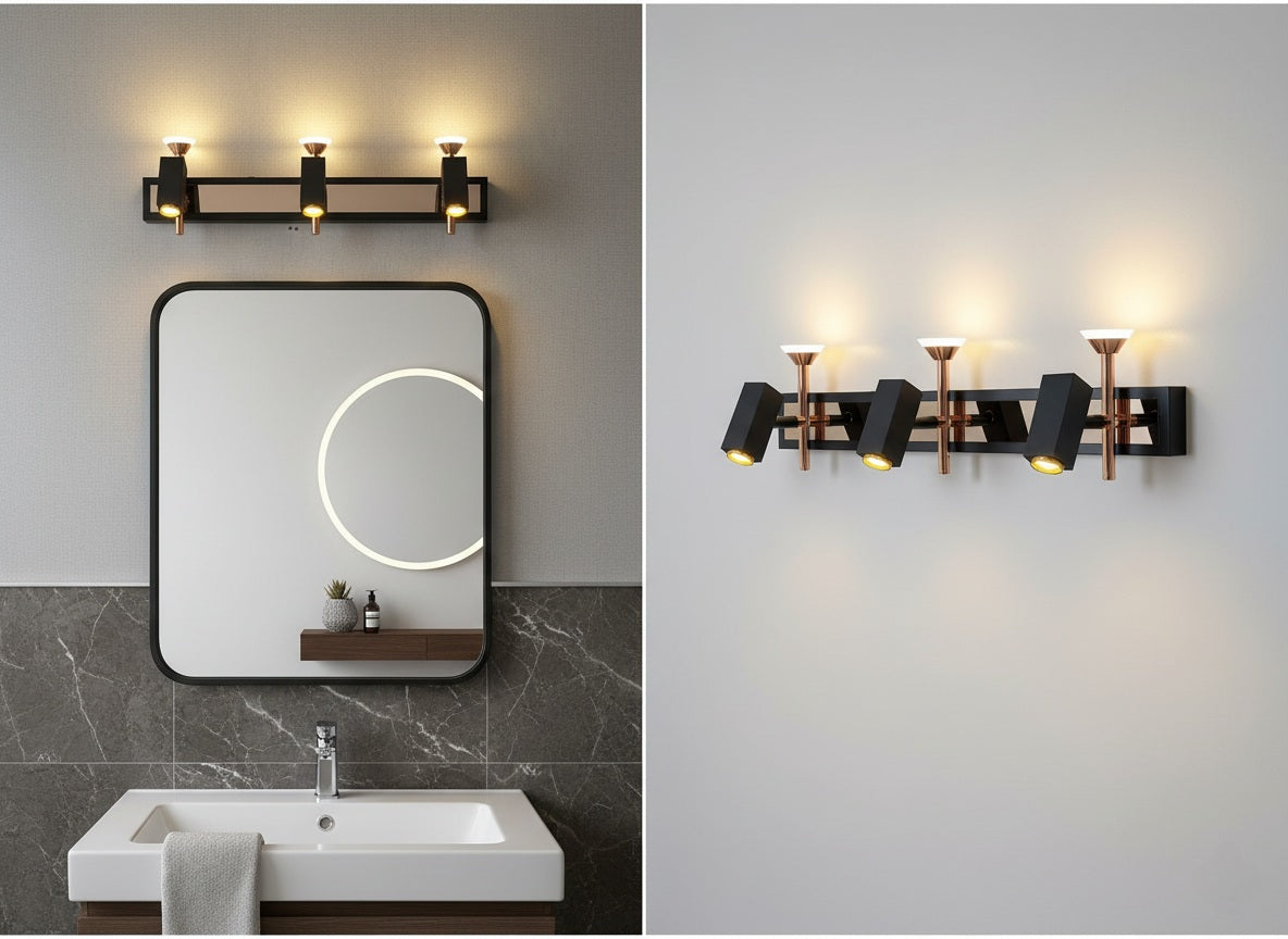 Led Black Rose Gold Warm Mirror Light