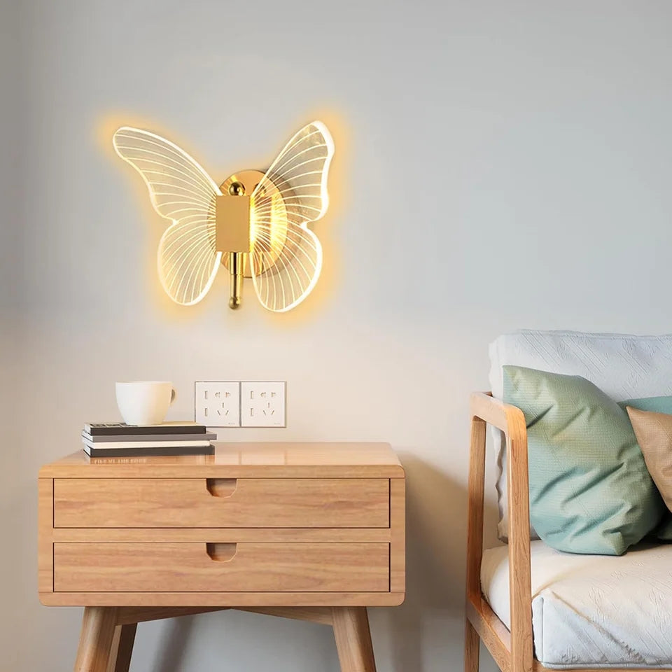 Led Butterfly Golden Walllamp