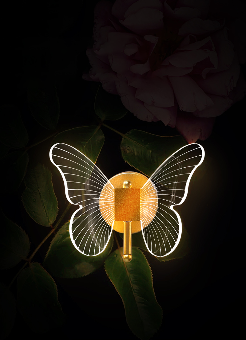 Led Butterfly Golden Walllamp