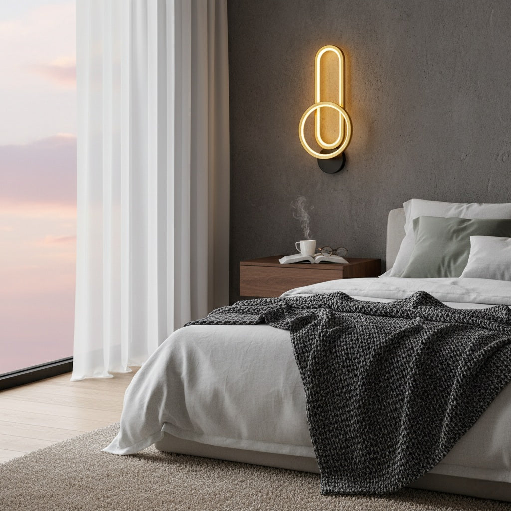 Oval Round Led Golden Wall Lamp