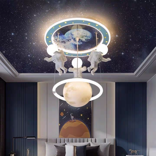Galaxy World Three Headed Led Astranaut Styled Hanging Light