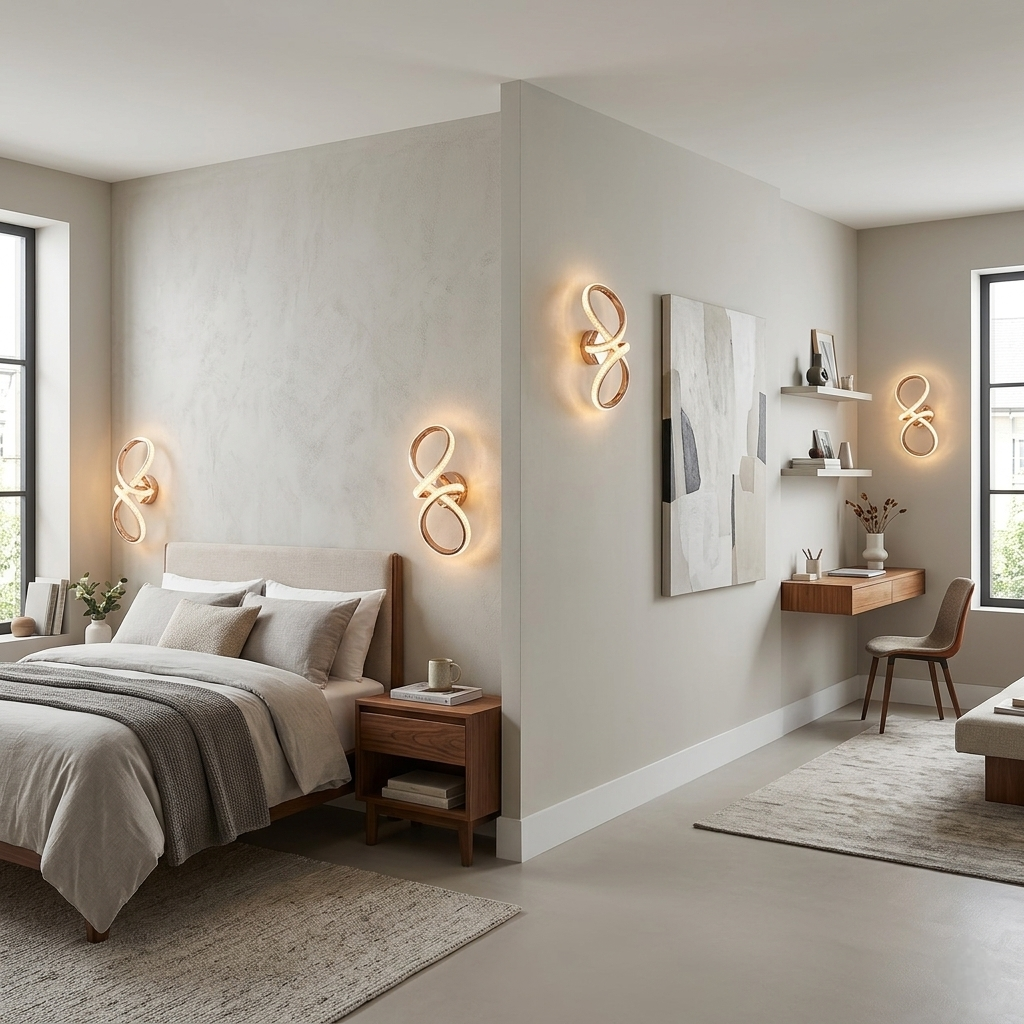 Golden Oval Spiral Led Wall Lamp