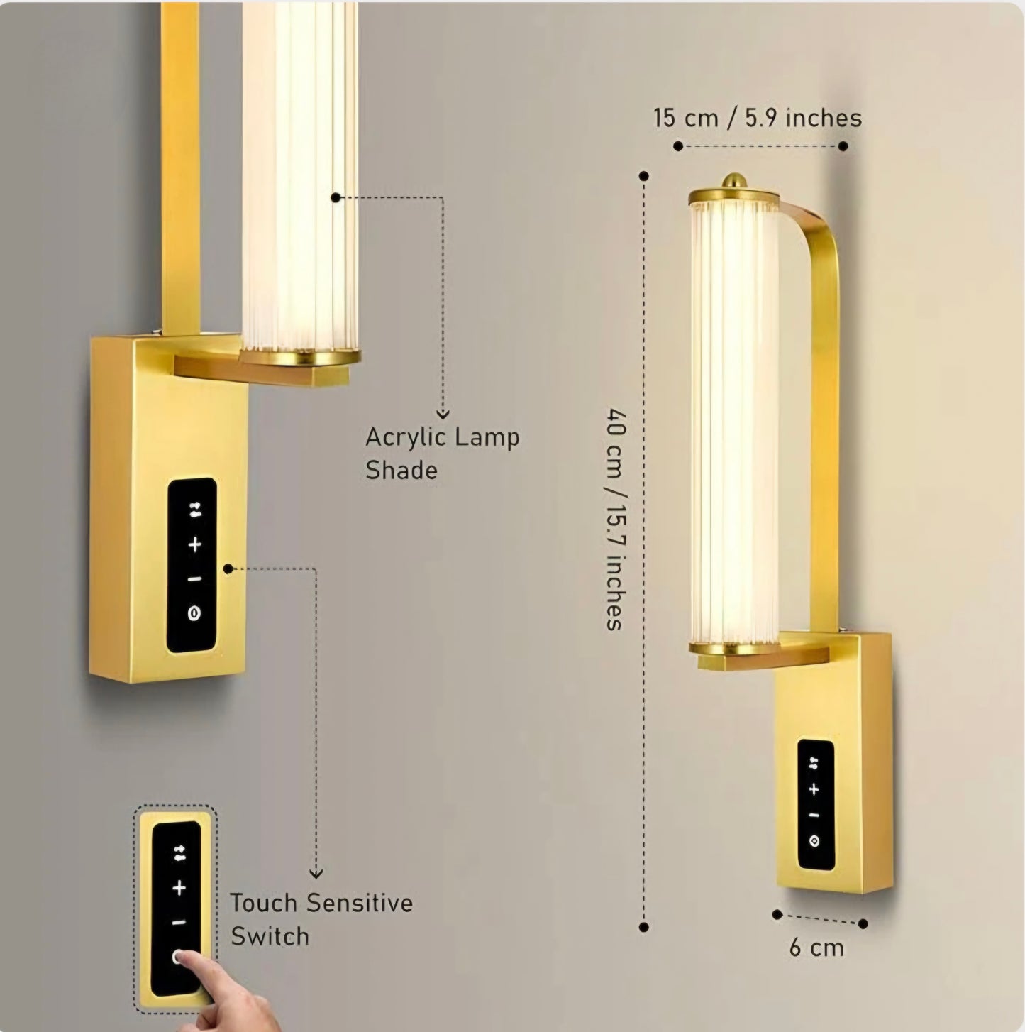 Dimmable Modern Glass Golden Spiral Led Walllamp