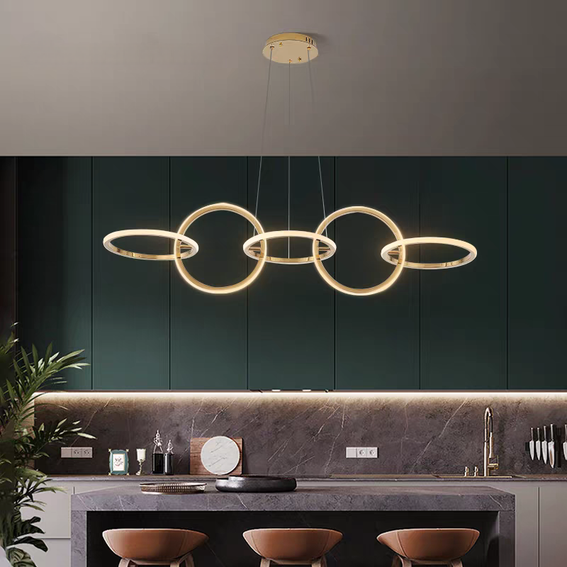 Rounded Rings Golden Luxury Styled Chandlier Light