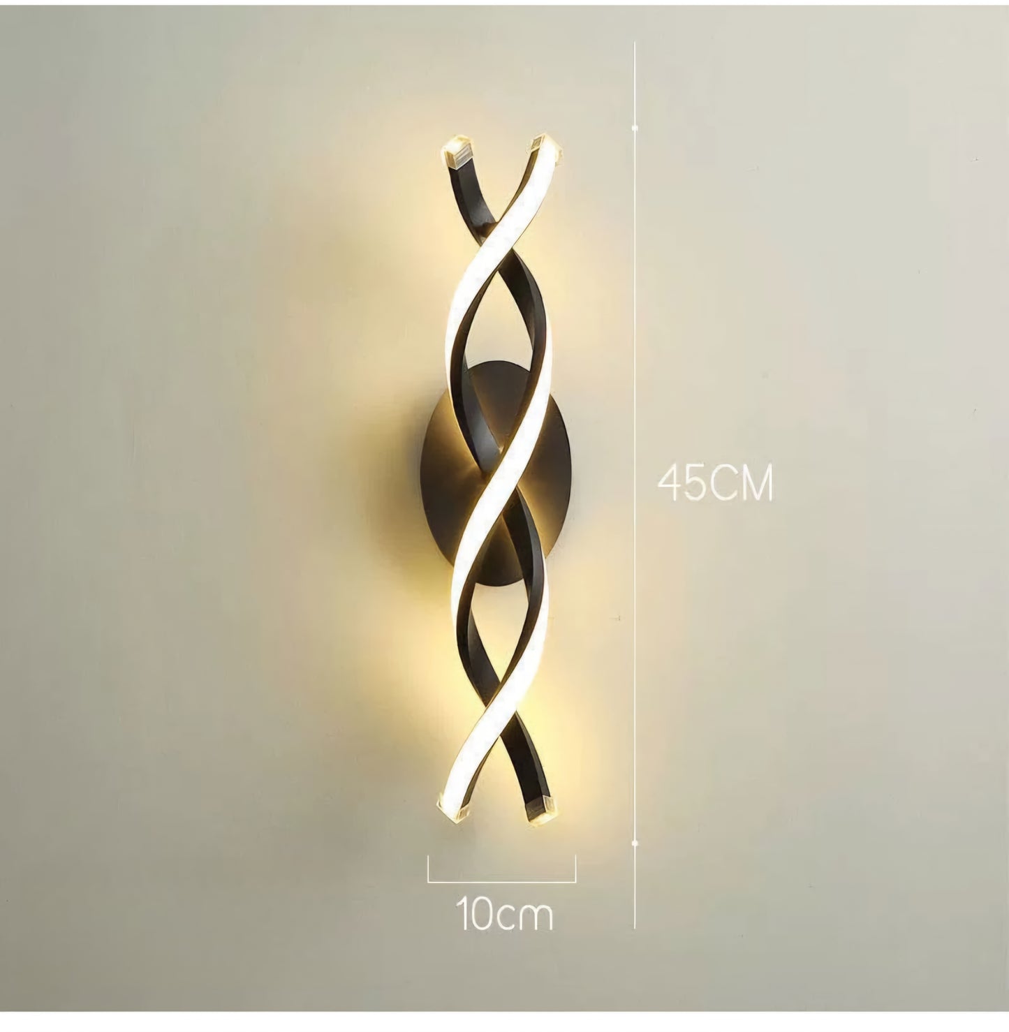 Double Spiral Modern Black Led Walllight