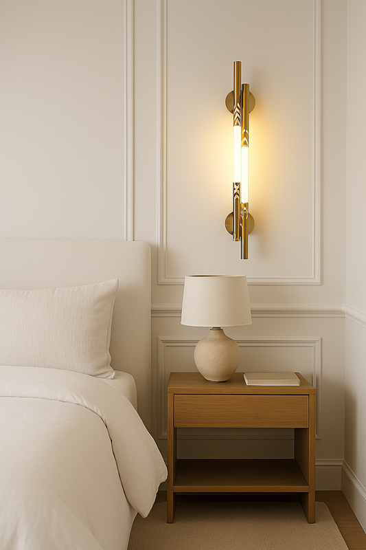 Double Straight Golden Led Warm Walllight