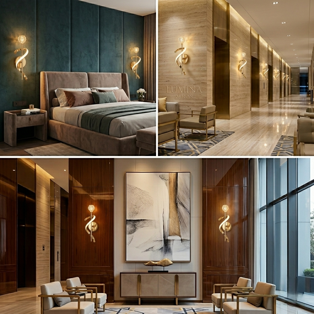 Golden Spiral Led Wall Lamp