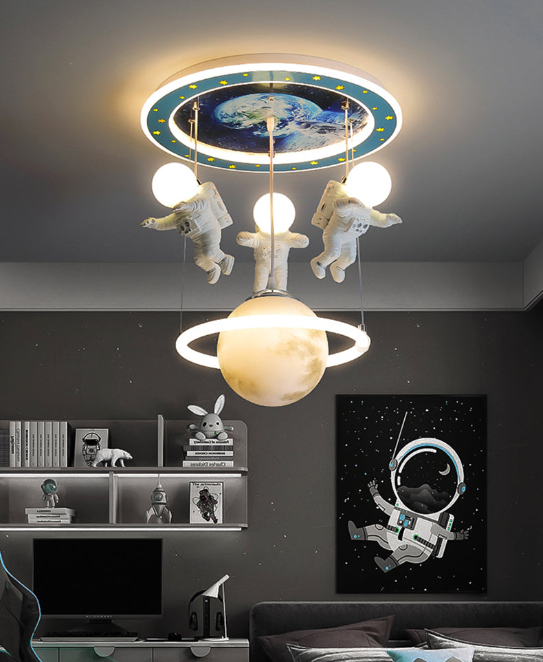 Galaxy World Three Headed Led Astranaut Styled Hanging Light