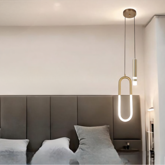 Modern Geometric Twin Golden Hanging Lamp