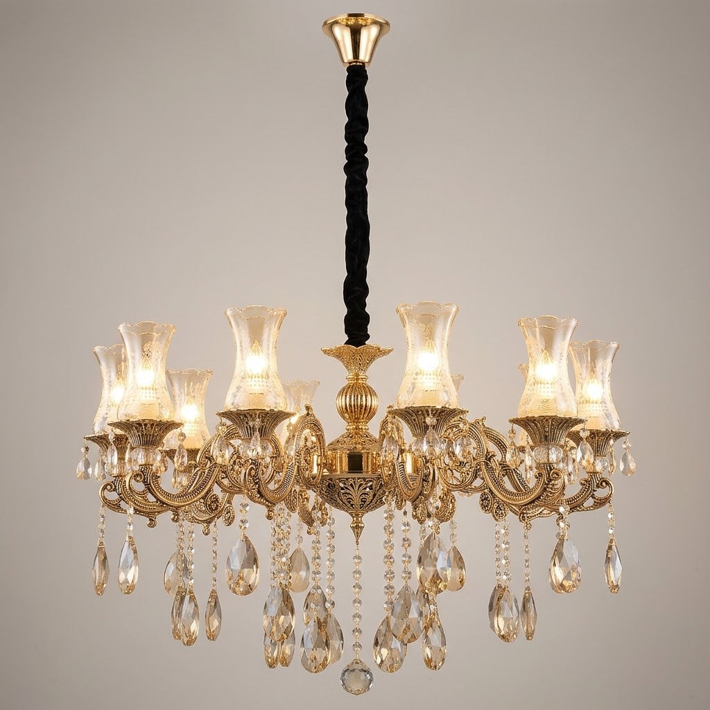 Antique Royal Styled Chimney Candle Glass Chandlier