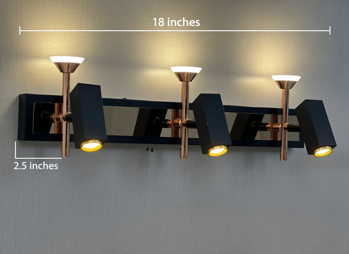 Led Black Rose Gold Warm Mirror Light
