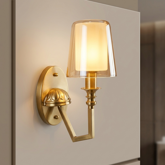Metallic Lamp Glass Golden Walllight