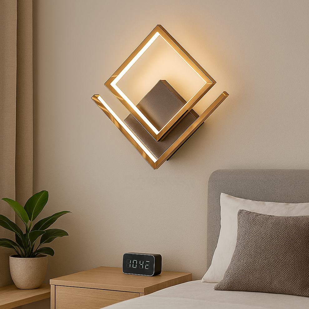 Indoor Light Sconce Double Square Metallic Wall lamp
