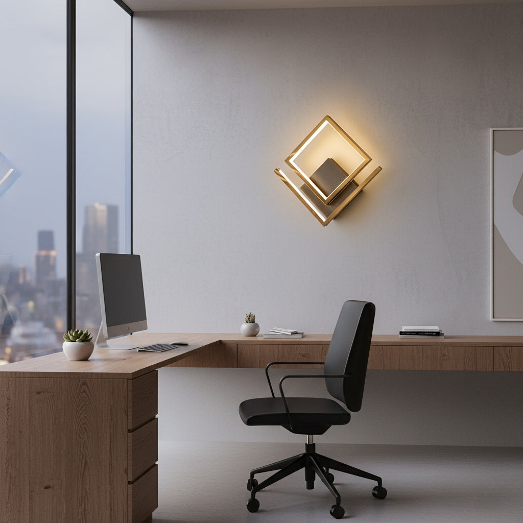 Indoor Light Sconce Double Square Metallic Wall lamp